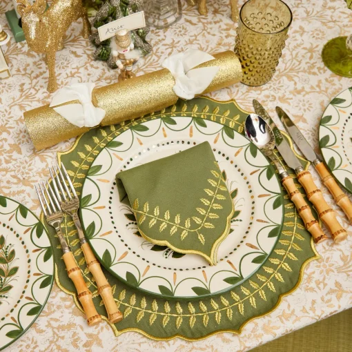 Placemats<Mrs. Alice Green & Gold Laurel Placemats (Set of 4)