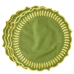 Placemats<Mrs. Alice Green & Gold Laurel Placemats (Set of 4)