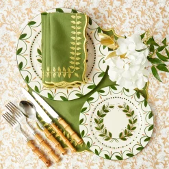 Placemats<Mrs. Alice Green & Gold Laurel Placemats (Set of 4)