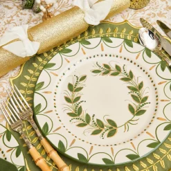Placemats<Mrs. Alice Green & Gold Laurel Placemats (Set of 4)