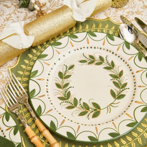 Placemats<Mrs. Alice Green & Gold Laurel Placemats (Set of 4)