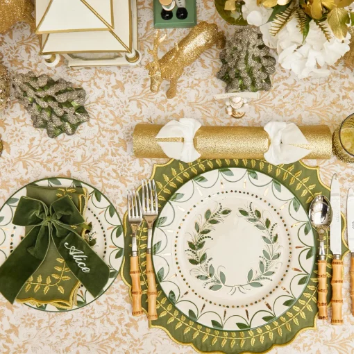 Placemats<Mrs. Alice Green & Gold Laurel Placemats (Set of 4)