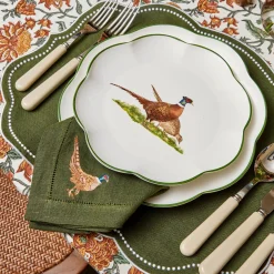 Napkins | For The Hostess<Mrs. Alice Green Embroidered Pheasant Linen Napkins (Set of 4)