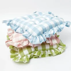 Cushions<Mrs. Alice Green Gingham Ruffle Seat Pad Cushions (Set of 4)