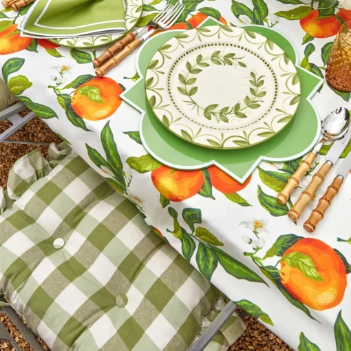 Cushions<Mrs. Alice Green Gingham Ruffle Seat Pad Cushions (Set of 4)