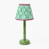 Rechargeable Table Lamps | Summer Lighting<Mrs. Alice Green Leonora Lacquer Rechargeable Lamp with Green & Raspberry Ikat Shade (18cm)