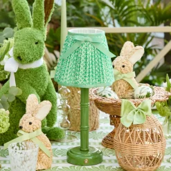 Rechargeable Table Lamps | For The Millenial<Mrs. Alice Green Leonora Lacquer Rechargeable Lamp with Green Lotus Bow Shade (18cm)