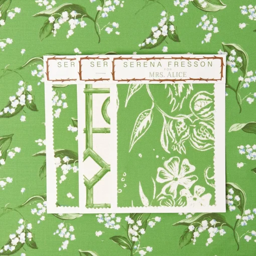 Serena Fresson Fabrics<Mrs. Alice Green Lily of the Valley Fabric