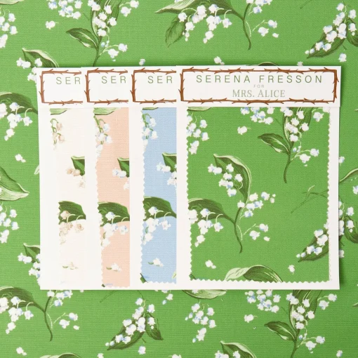 Serena Fresson Fabrics<Mrs. Alice Green Lily of the Valley Fabric