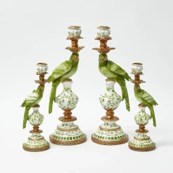 Summer Candleware | Candle Holders<Mrs. Alice Green Parrot Candle Holder (Pair)