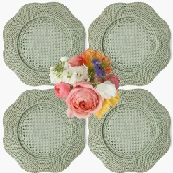 Summer Table Linen | Placemats<Mrs. Alice Green Scalloped Rattan Charger Plates (Set of 4)