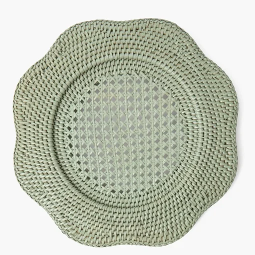 Summer Table Linen | Placemats<Mrs. Alice Green Scalloped Rattan Charger Plates (Set of 4)