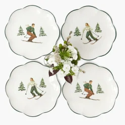 Starter Plates | Crockery Sets<Mrs. Alice Heidi & Hans Skier Starter Plates (Set of 4)