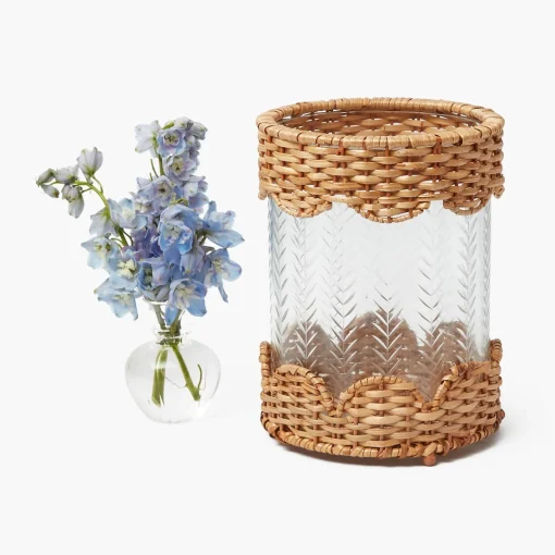 Summer Glassware | Summer Candleware<Mrs. Alice Helena Rattan Hurricane Lantern