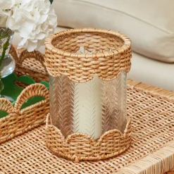 Summer Glassware | Summer Candleware<Mrs. Alice Helena Rattan Hurricane Lantern