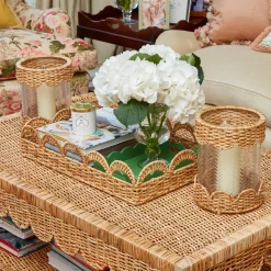 Summer Glassware | Summer Candleware<Mrs. Alice Helena Rattan Hurricane Lantern