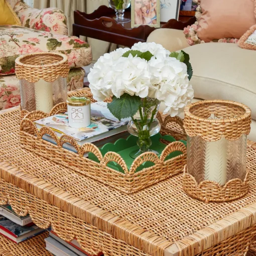 Summer Glassware | Summer Candleware<Mrs. Alice Helena Rattan Hurricane Lantern