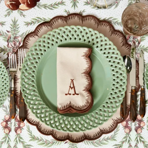 Napkins | Mrs. Alice Monogram<Mrs. Alice Isabella Taupe & Chocolate Napkins (Set of 4)