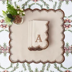 Napkins | Mrs. Alice Monogram<Mrs. Alice Isabella Taupe & Chocolate Napkins (Set of 4)