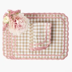 Placemats<Mrs. Alice Isla Putty & Pink Gingham Placemats (Set of 4)