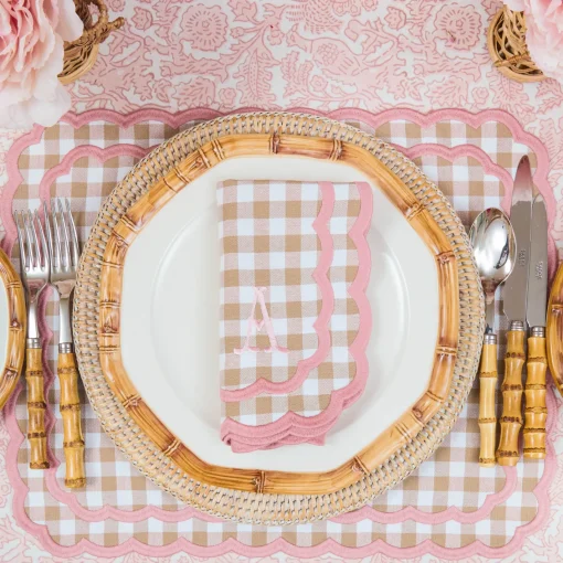 Placemats<Mrs. Alice Isla Putty & Pink Gingham Placemats (Set of 4)