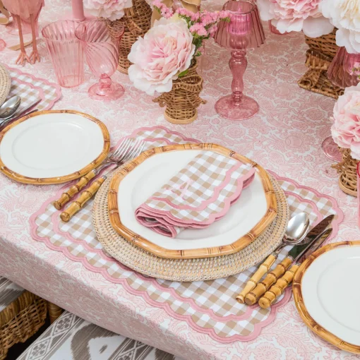 Placemats<Mrs. Alice Isla Putty & Pink Gingham Placemats (Set of 4)