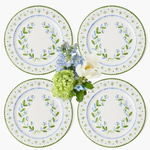 Dinner Plates | Crockery Sets<Mrs. Alice Josephine Green & Blue Dinner Plates (Set of 4)