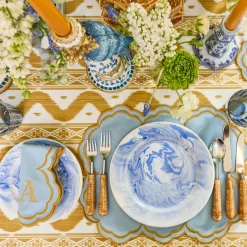 Summer Crockery | Dinner Plates<Mrs. Alice Julia Blue Marbled Dinner Plate (Set of 4)