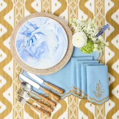 Summer Crockery | Dinner Plates<Mrs. Alice Julia Blue Marbled Dinner Plate (Set of 4)