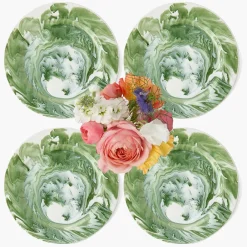 Summer Crockery | Dinner Plates<Mrs. Alice Julia Green Marbled Dinner Plates (Set of 4)