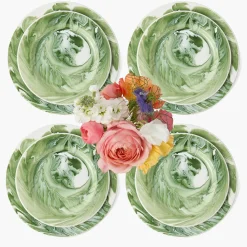 Summer Crockery | Crockery Sets<Mrs. Alice Julia Green Marbled Dinner & Starter Plates (Set of 8)