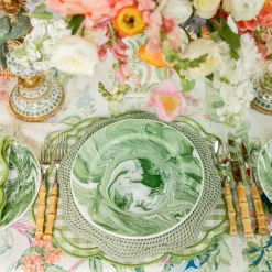 Summer Crockery | Dinner Plates<Mrs. Alice Julia Green Marbled Dinner Plates (Set of 4)
