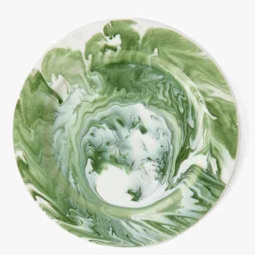 Summer Crockery | Dinner Plates<Mrs. Alice Julia Green Marbled Dinner Plates (Set of 4)