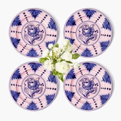 Starter Plates | Crockery Sets<Mrs. Alice Kamari Pink & Blue Starter Plates (Set of 4)