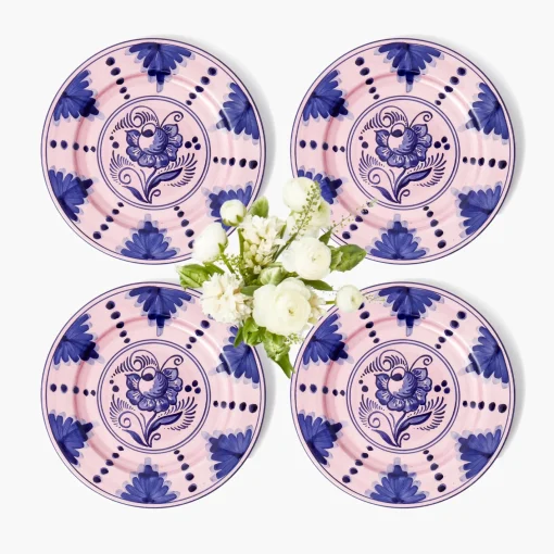 Starter Plates | Crockery Sets<Mrs. Alice Kamari Pink & Blue Starter Plates (Set of 4)