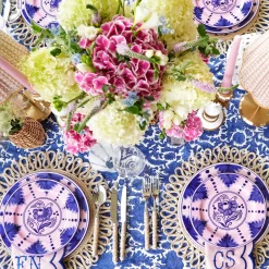 Starter Plates | Crockery Sets<Mrs. Alice Kamari Pink & Blue Starter Plates (Set of 4)