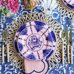 Starter Plates | Crockery Sets<Mrs. Alice Kamari Pink & Blue Starter Plates (Set of 4)