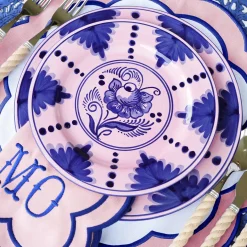 Starter Plates | Crockery Sets<Mrs. Alice Kamari Pink & Blue Starter Plates (Set of 4)