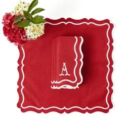 Napkins | Mrs. Alice Monogram<Mrs. Alice Katherine Berry Red Napkins (Set of 4)