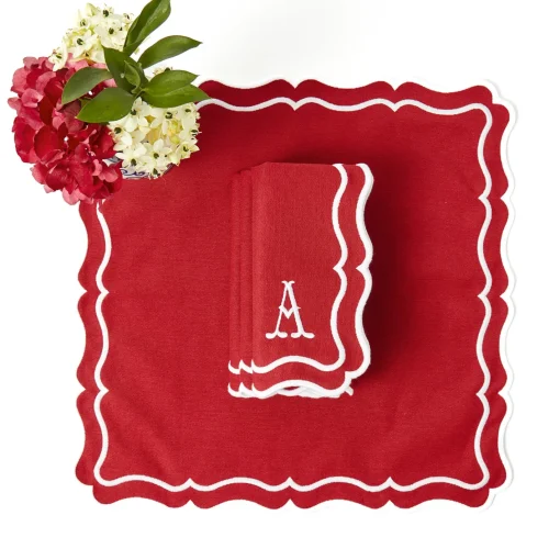Napkins | Mrs. Alice Monogram<Mrs. Alice Katherine Berry Red Napkins (Set of 4)