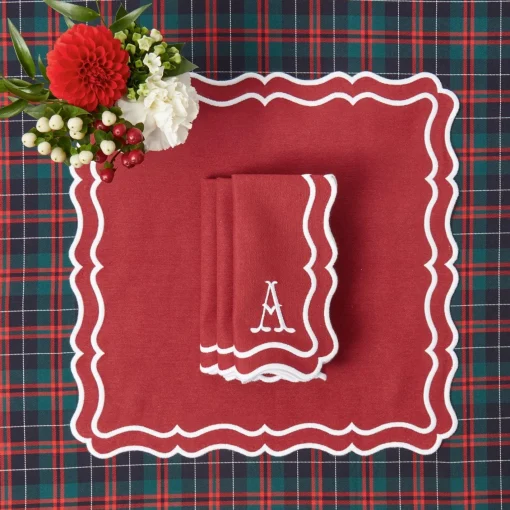 Napkins | Mrs. Alice Monogram<Mrs. Alice Katherine Berry Red Napkins (Set of 4)