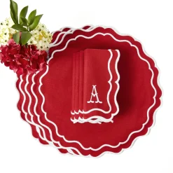 Table Linen Sets | Mrs. Alice Monogram<Mrs. Alice Katherine Berry Red Placemats & Napkins (Set of 4)