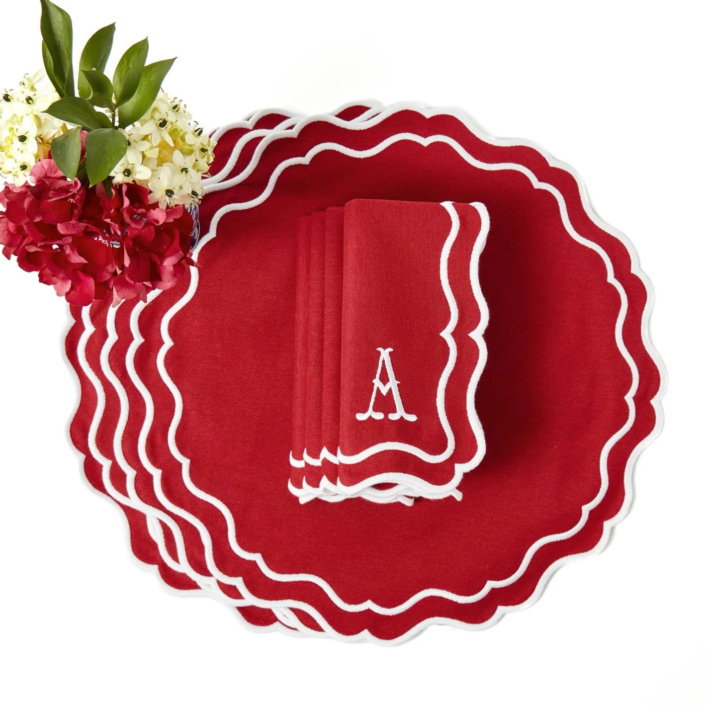 Table Linen Sets | Mrs. Alice Monogram<Mrs. Alice Katherine Berry Red Placemats & Napkins (Set of 4)