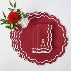 Table Linen Sets | Mrs. Alice Monogram<Mrs. Alice Katherine Berry Red Placemats & Napkins (Set of 4)