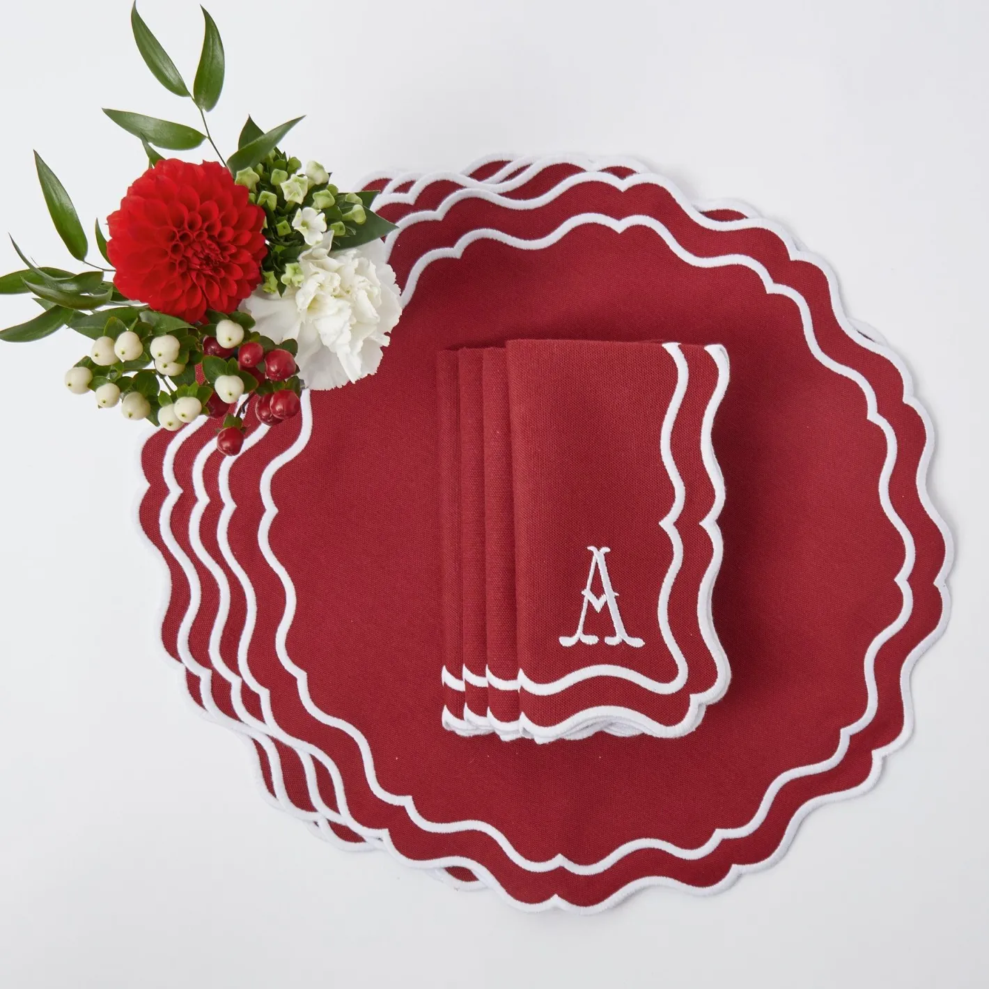 Table Linen Sets | Mrs. Alice Monogram<Mrs. Alice Katherine Berry Red Placemats & Napkins (Set of 4)