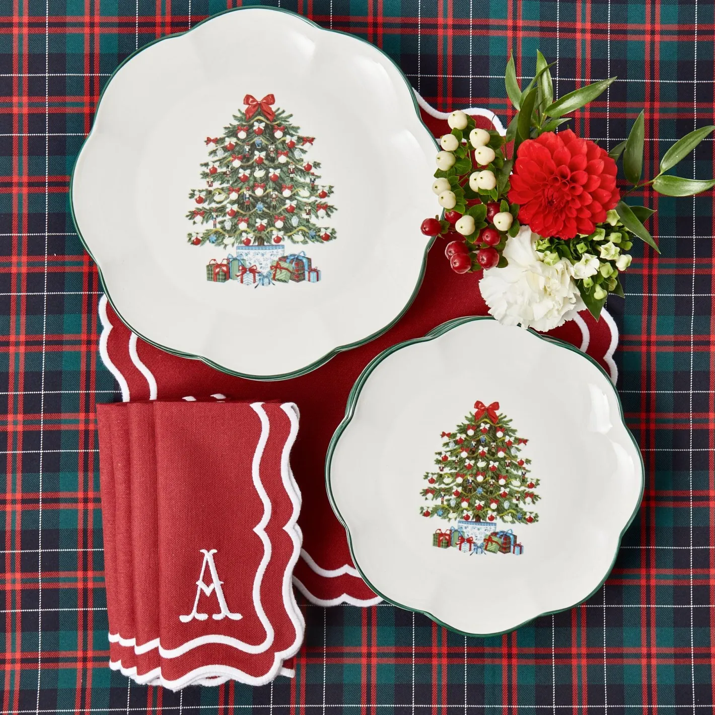Table Linen Sets | Mrs. Alice Monogram<Mrs. Alice Katherine Berry Red Placemats & Napkins (Set of 4)