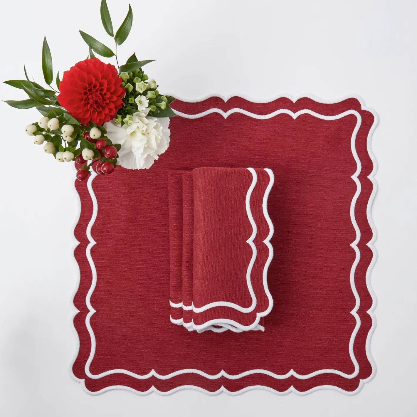 Table Linen Sets | Mrs. Alice Monogram<Mrs. Alice Katherine Berry Red Placemats & Napkins (Set of 4)