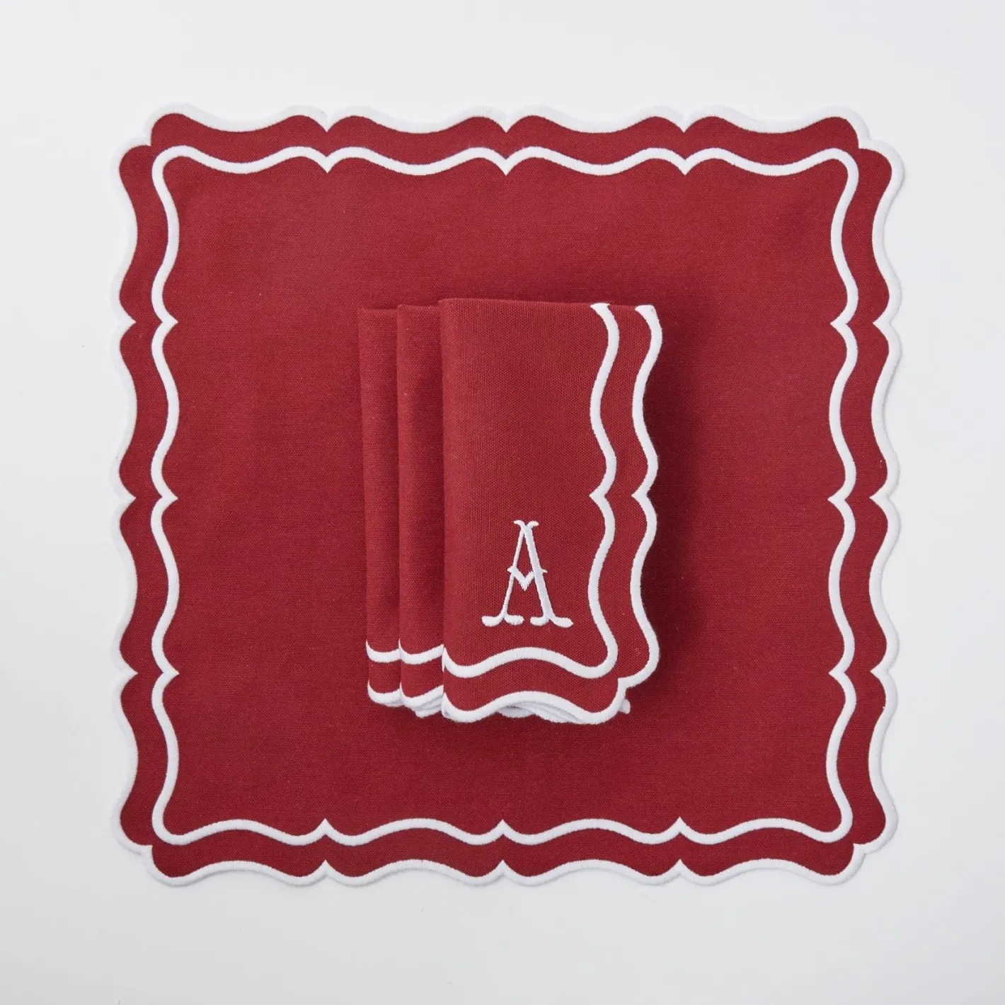 Table Linen Sets | Mrs. Alice Monogram<Mrs. Alice Katherine Berry Red Placemats & Napkins (Set of 4)