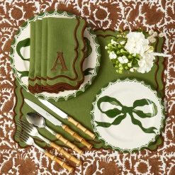 Napkins | Mrs. Alice Monogram<Mrs. Alice Katherine Green & Chocolate Napkins (Set of 4)