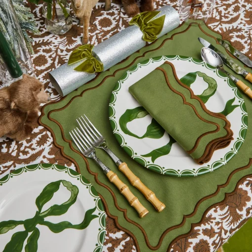 Napkins | Mrs. Alice Monogram<Mrs. Alice Katherine Green & Chocolate Napkins (Set of 4)